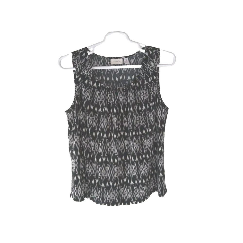 Chico's  Women's Tank Geometric Black White Sleeveless Lightweight Top size 3‎